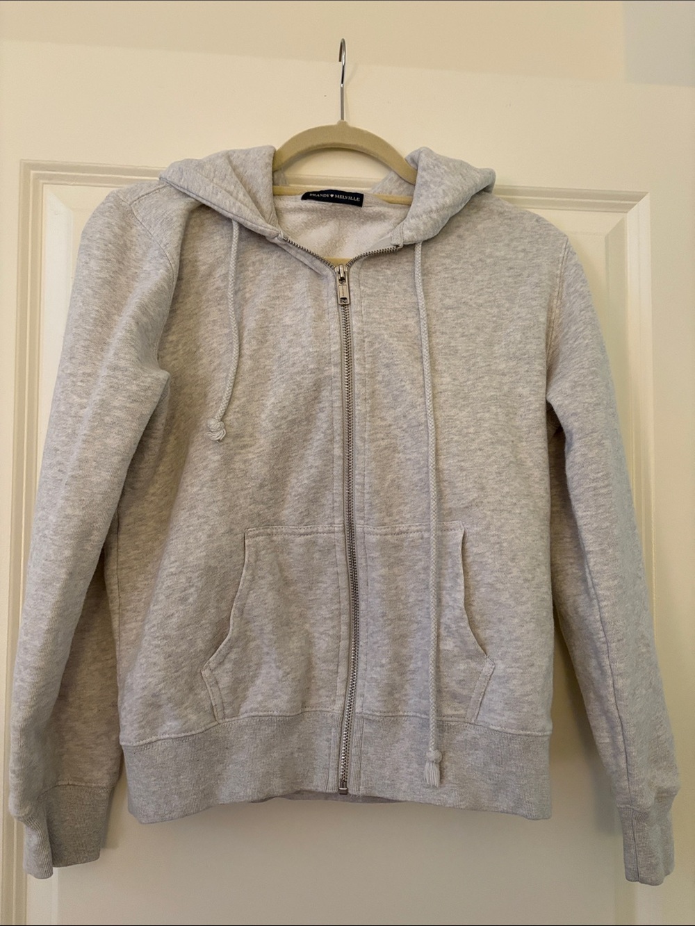 Brandy Melville Light Gray Christy Hoodie with zip